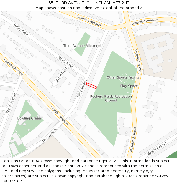 55, THIRD AVENUE, GILLINGHAM, ME7 2HE: Location map and indicative extent of plot