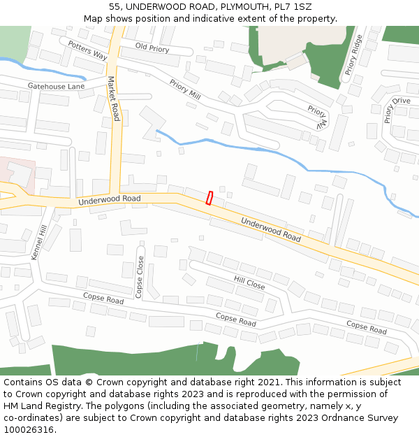 55, UNDERWOOD ROAD, PLYMOUTH, PL7 1SZ: Location map and indicative extent of plot