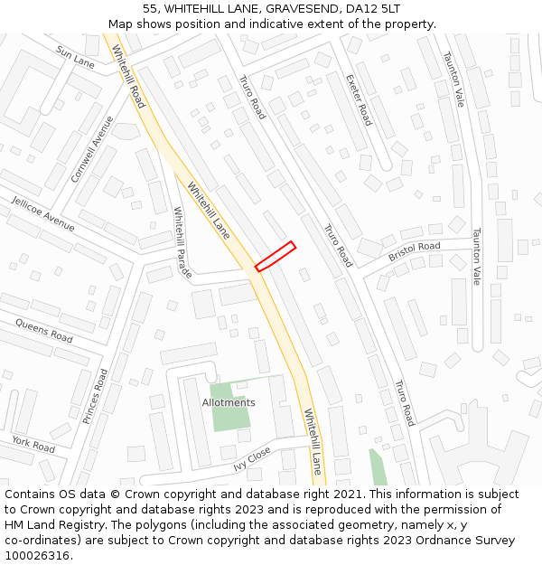 55, WHITEHILL LANE, GRAVESEND, DA12 5LT: Location map and indicative extent of plot