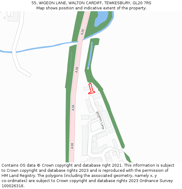 55, WIGEON LANE, WALTON CARDIFF, TEWKESBURY, GL20 7RS: Location map and indicative extent of plot