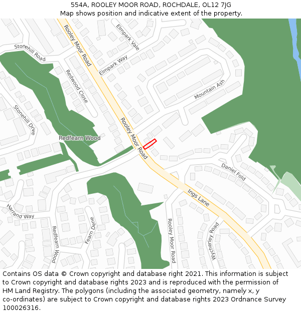 554A, ROOLEY MOOR ROAD, ROCHDALE, OL12 7JG: Location map and indicative extent of plot