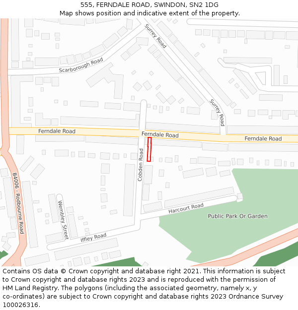 555, FERNDALE ROAD, SWINDON, SN2 1DG: Location map and indicative extent of plot