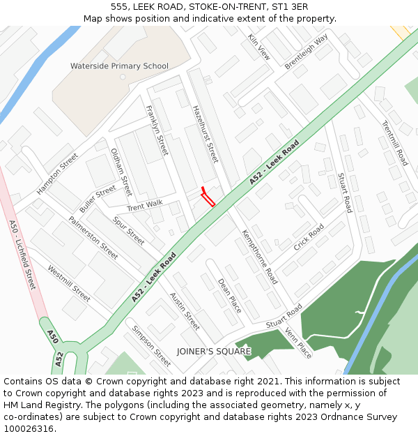 555, LEEK ROAD, STOKE-ON-TRENT, ST1 3ER: Location map and indicative extent of plot