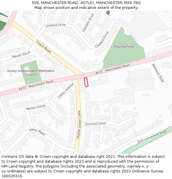 559, MANCHESTER ROAD, ASTLEY, MANCHESTER, M29 7BQ: Location map and indicative extent of plot