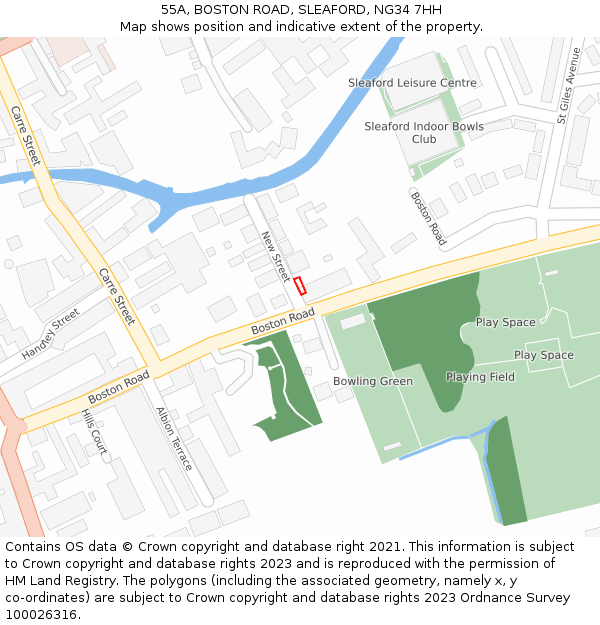 55A, BOSTON ROAD, SLEAFORD, NG34 7HH: Location map and indicative extent of plot