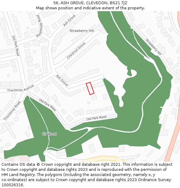 56, ASH GROVE, CLEVEDON, BS21 7JZ: Location map and indicative extent of plot