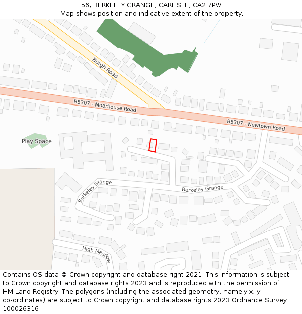 56, BERKELEY GRANGE, CARLISLE, CA2 7PW: Location map and indicative extent of plot