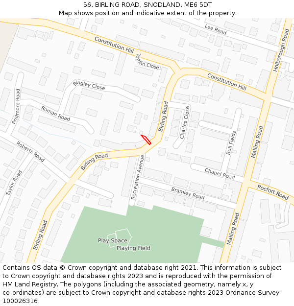 56, BIRLING ROAD, SNODLAND, ME6 5DT: Location map and indicative extent of plot