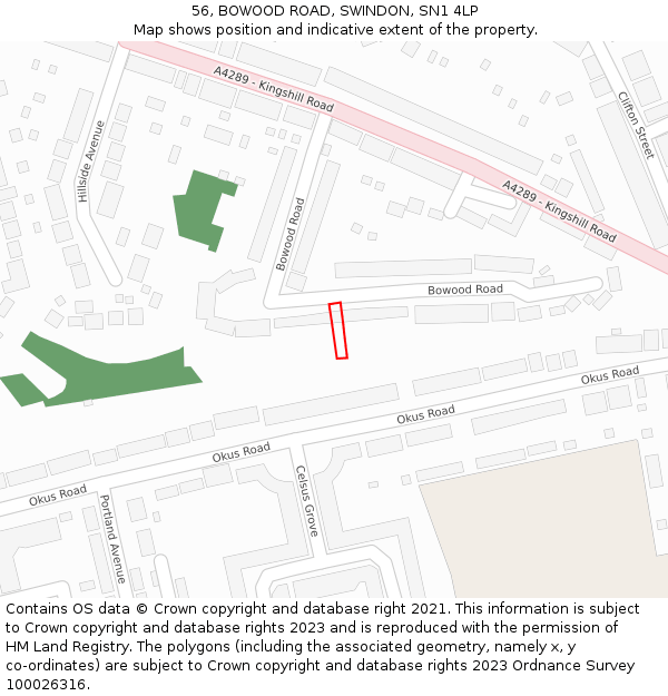 56, BOWOOD ROAD, SWINDON, SN1 4LP: Location map and indicative extent of plot