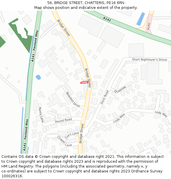56, BRIDGE STREET, CHATTERIS, PE16 6RN: Location map and indicative extent of plot