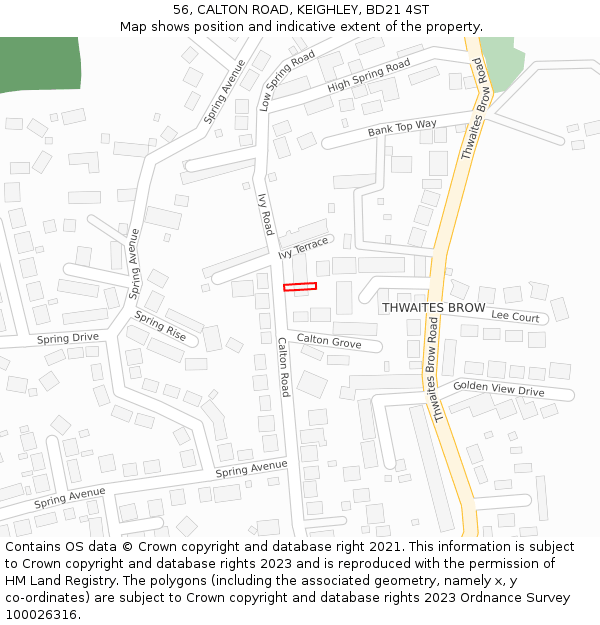 56, CALTON ROAD, KEIGHLEY, BD21 4ST: Location map and indicative extent of plot