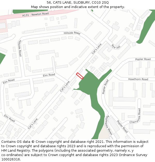 56, CATS LANE, SUDBURY, CO10 2SQ: Location map and indicative extent of plot