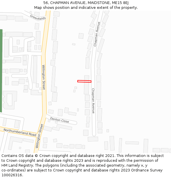 56, CHAPMAN AVENUE, MAIDSTONE, ME15 8EJ: Location map and indicative extent of plot