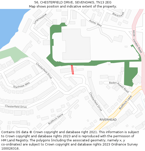 56, CHESTERFIELD DRIVE, SEVENOAKS, TN13 2EG: Location map and indicative extent of plot
