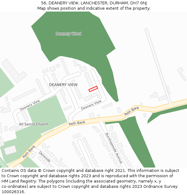 56, DEANERY VIEW, LANCHESTER, DURHAM, DH7 0NJ: Location map and indicative extent of plot