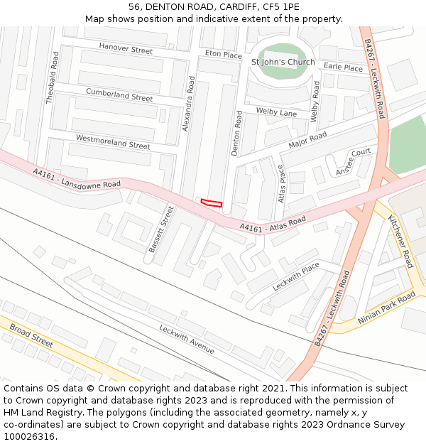 56, DENTON ROAD, CARDIFF, CF5 1PE: Location map and indicative extent of plot