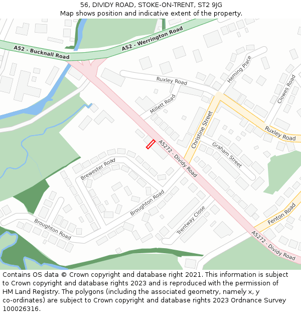 56, DIVIDY ROAD, STOKE-ON-TRENT, ST2 9JG: Location map and indicative extent of plot