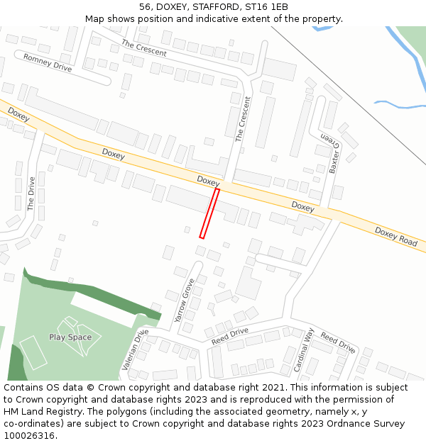 56, DOXEY, STAFFORD, ST16 1EB: Location map and indicative extent of plot