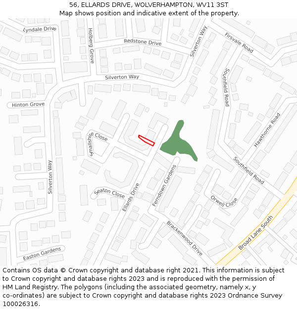 56, ELLARDS DRIVE, WOLVERHAMPTON, WV11 3ST: Location map and indicative extent of plot