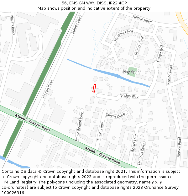 56, ENSIGN WAY, DISS, IP22 4GP: Location map and indicative extent of plot