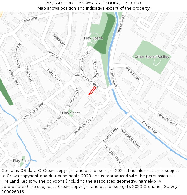 56, FAIRFORD LEYS WAY, AYLESBURY, HP19 7FQ: Location map and indicative extent of plot