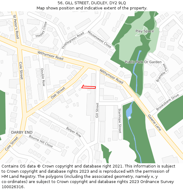 56, GILL STREET, DUDLEY, DY2 9LQ: Location map and indicative extent of plot
