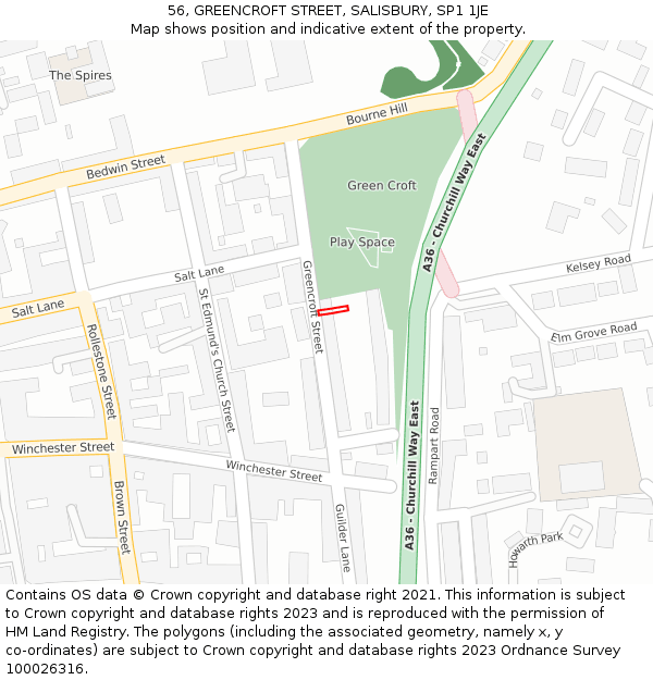 56, GREENCROFT STREET, SALISBURY, SP1 1JE: Location map and indicative extent of plot