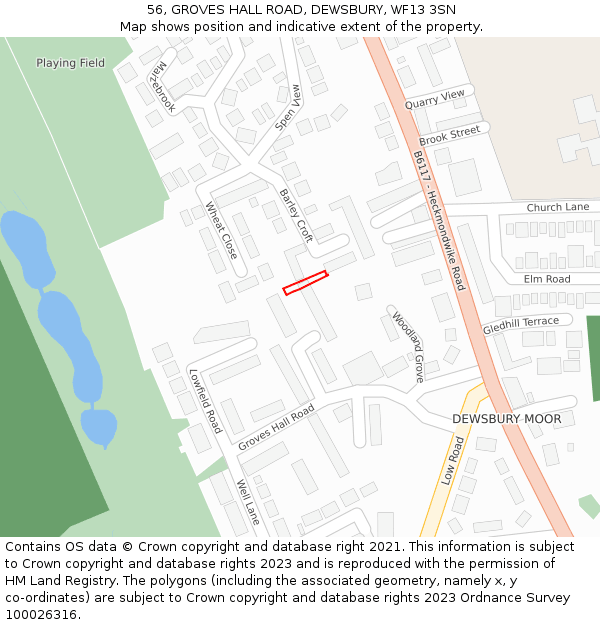 56, GROVES HALL ROAD, DEWSBURY, WF13 3SN: Location map and indicative extent of plot