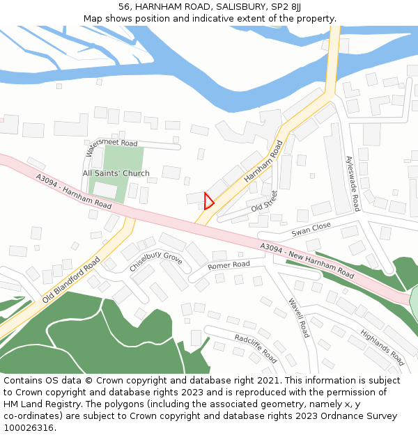 56, HARNHAM ROAD, SALISBURY, SP2 8JJ: Location map and indicative extent of plot