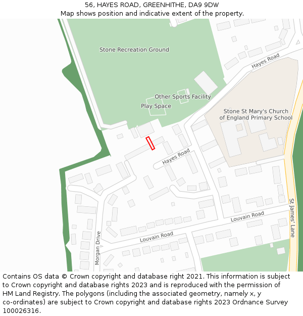 56, HAYES ROAD, GREENHITHE, DA9 9DW: Location map and indicative extent of plot