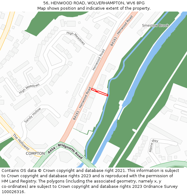 56, HENWOOD ROAD, WOLVERHAMPTON, WV6 8PG: Location map and indicative extent of plot