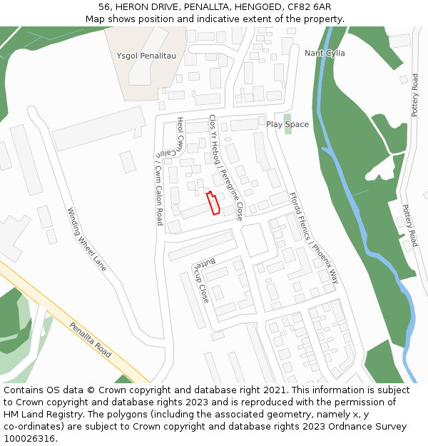 56, HERON DRIVE, PENALLTA, HENGOED, CF82 6AR: Location map and indicative extent of plot