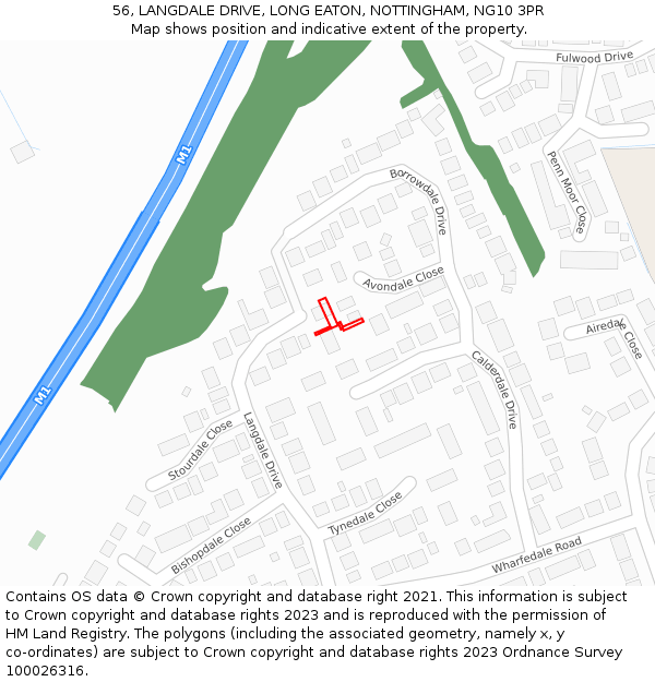 56, LANGDALE DRIVE, LONG EATON, NOTTINGHAM, NG10 3PR: Location map and indicative extent of plot