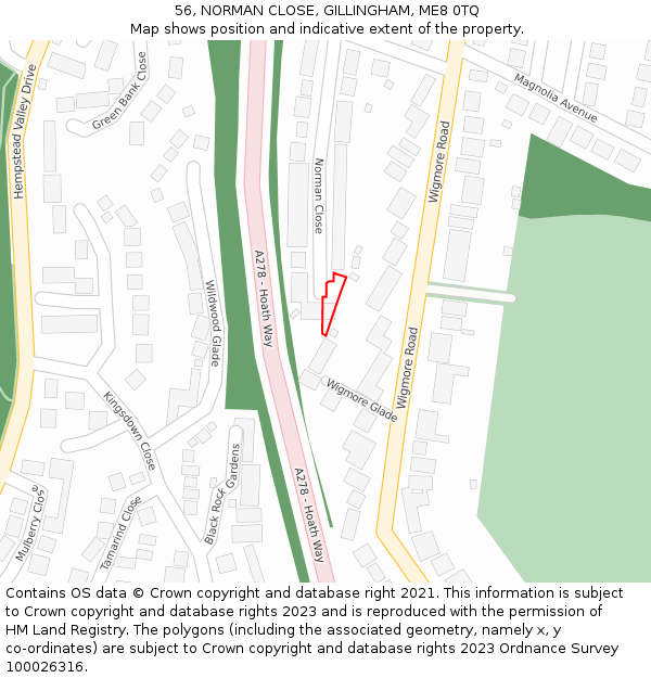 56, NORMAN CLOSE, GILLINGHAM, ME8 0TQ: Location map and indicative extent of plot