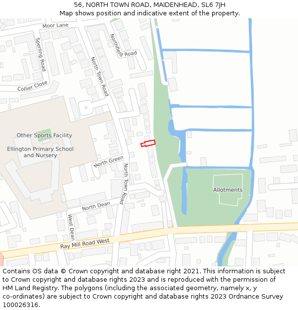 56, NORTH TOWN ROAD, MAIDENHEAD, SL6 7JH: Location map and indicative extent of plot
