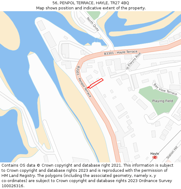 56, PENPOL TERRACE, HAYLE, TR27 4BQ: Location map and indicative extent of plot