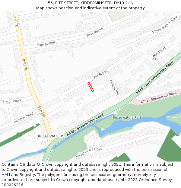 56, PITT STREET, KIDDERMINSTER, DY10 2UN: Location map and indicative extent of plot
