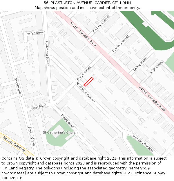 56, PLASTURTON AVENUE, CARDIFF, CF11 9HH: Location map and indicative extent of plot
