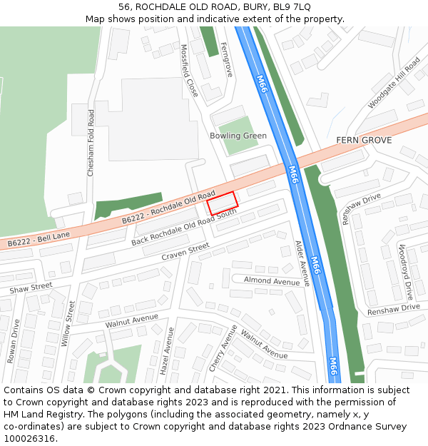 56, ROCHDALE OLD ROAD, BURY, BL9 7LQ: Location map and indicative extent of plot
