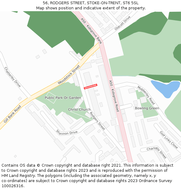 56, RODGERS STREET, STOKE-ON-TRENT, ST6 5SL: Location map and indicative extent of plot