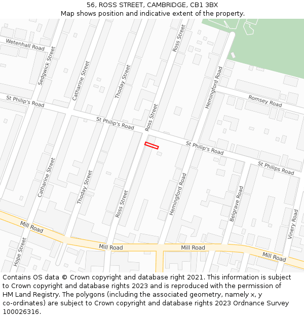 56, ROSS STREET, CAMBRIDGE, CB1 3BX: Location map and indicative extent of plot