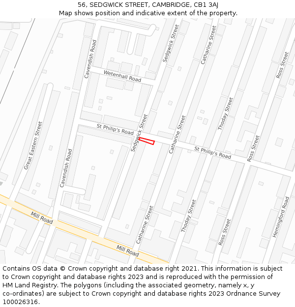 56, SEDGWICK STREET, CAMBRIDGE, CB1 3AJ: Location map and indicative extent of plot