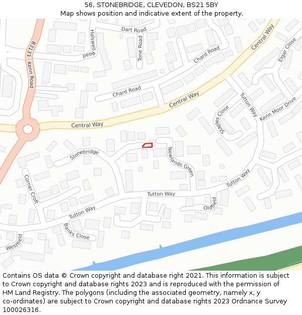 56, STONEBRIDGE, CLEVEDON, BS21 5BY: Location map and indicative extent of plot