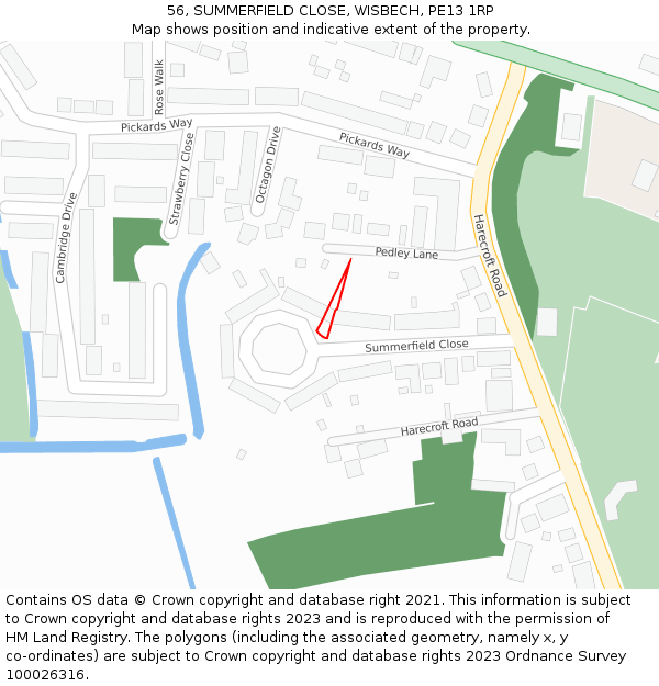 56, SUMMERFIELD CLOSE, WISBECH, PE13 1RP: Location map and indicative extent of plot