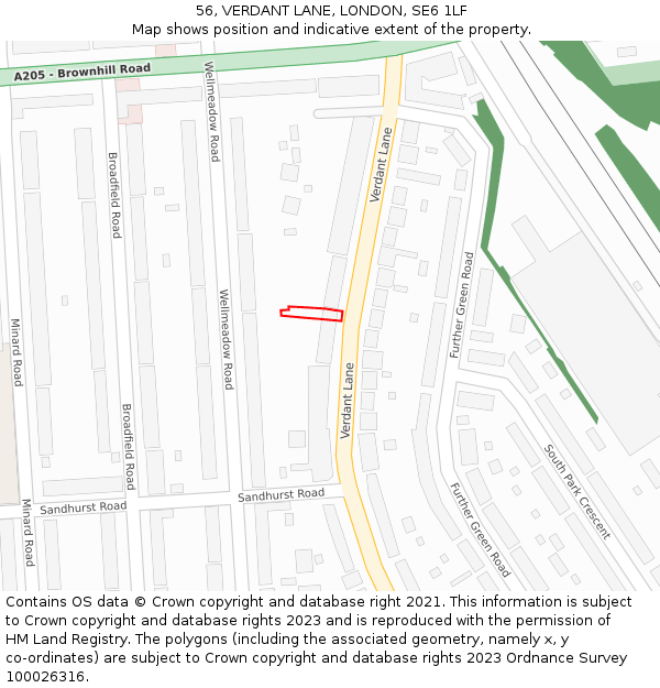 56, VERDANT LANE, LONDON, SE6 1LF: Location map and indicative extent of plot