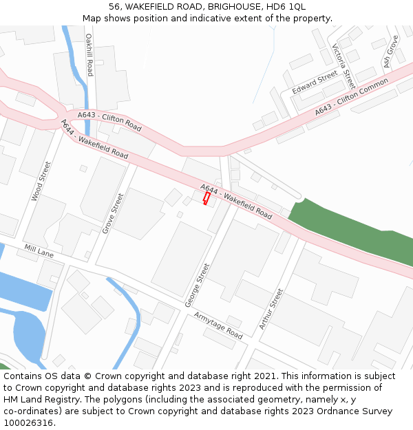 56, WAKEFIELD ROAD, BRIGHOUSE, HD6 1QL: Location map and indicative extent of plot