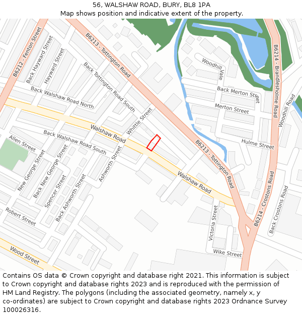 56, WALSHAW ROAD, BURY, BL8 1PA: Location map and indicative extent of plot