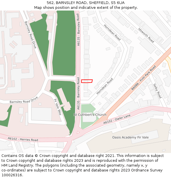 562, BARNSLEY ROAD, SHEFFIELD, S5 6UA: Location map and indicative extent of plot