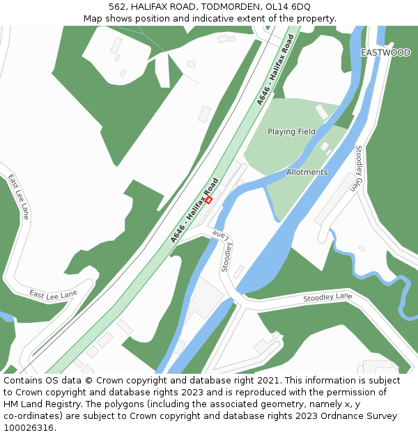562, HALIFAX ROAD, TODMORDEN, OL14 6DQ: Location map and indicative extent of plot