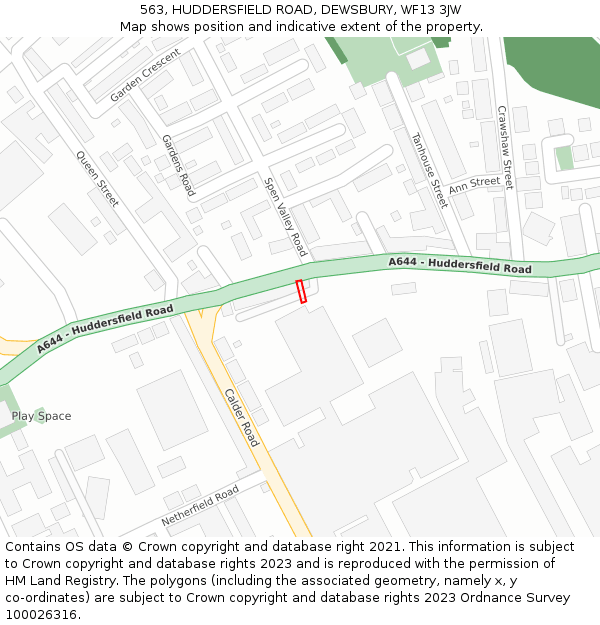 563, HUDDERSFIELD ROAD, DEWSBURY, WF13 3JW: Location map and indicative extent of plot